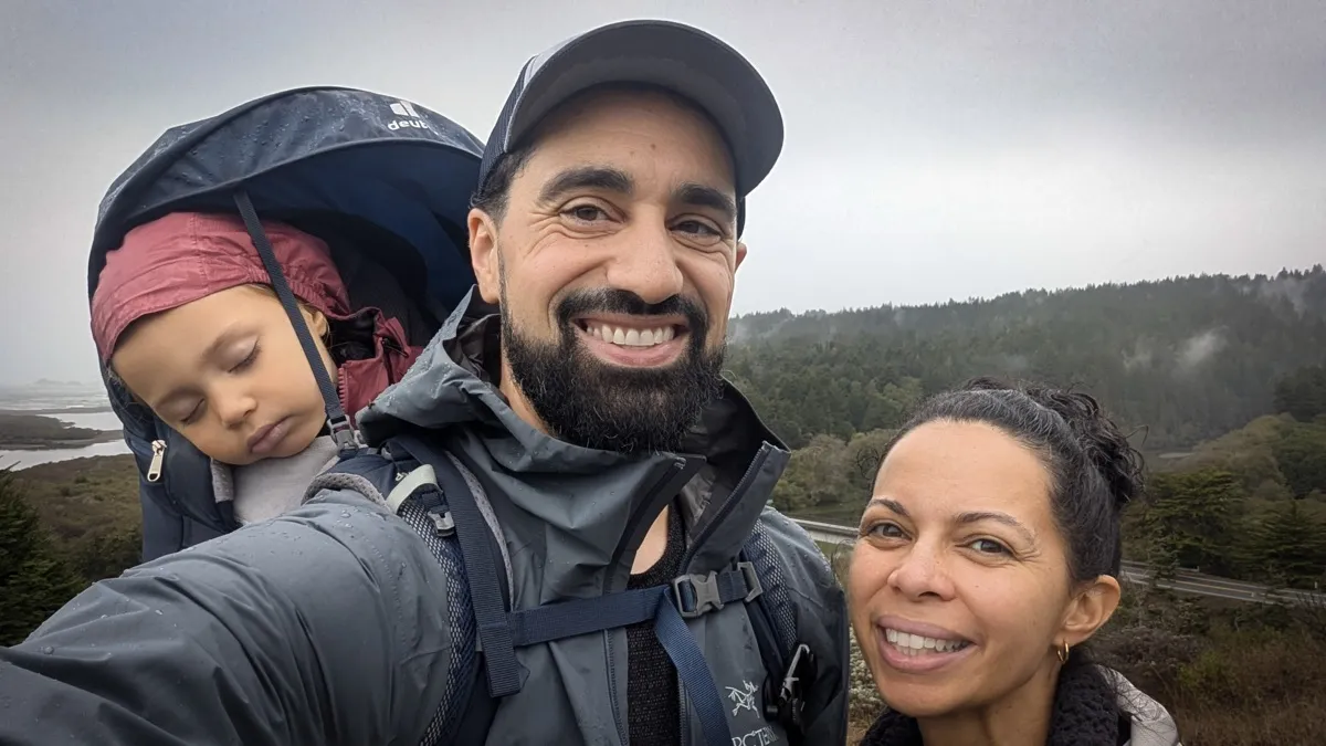 The Steele family hiking at Gualala Point